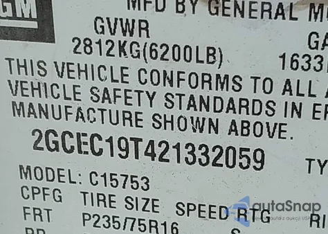 2002 Chevrolet Silverado 1500 Ls z USA, uszkodzony, nr VIN 2GCEC19T421332059